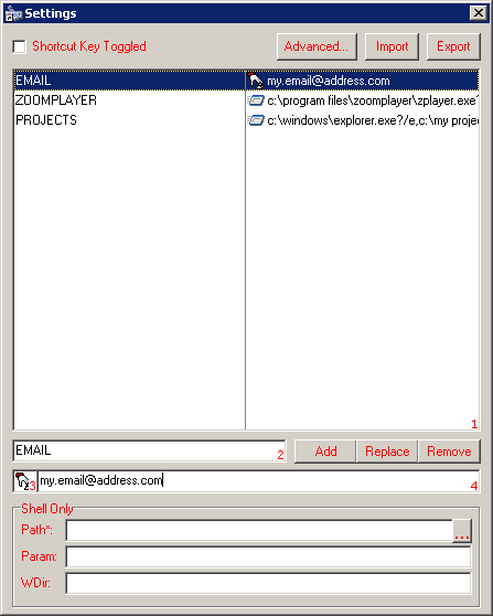 The ShortcutKeys Interface